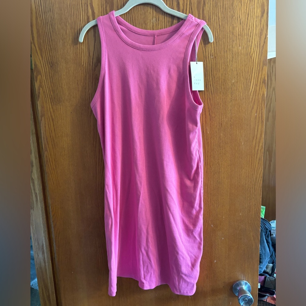 Hot Pink Ribbed Knit Tank Dress—A New Day Target NWT